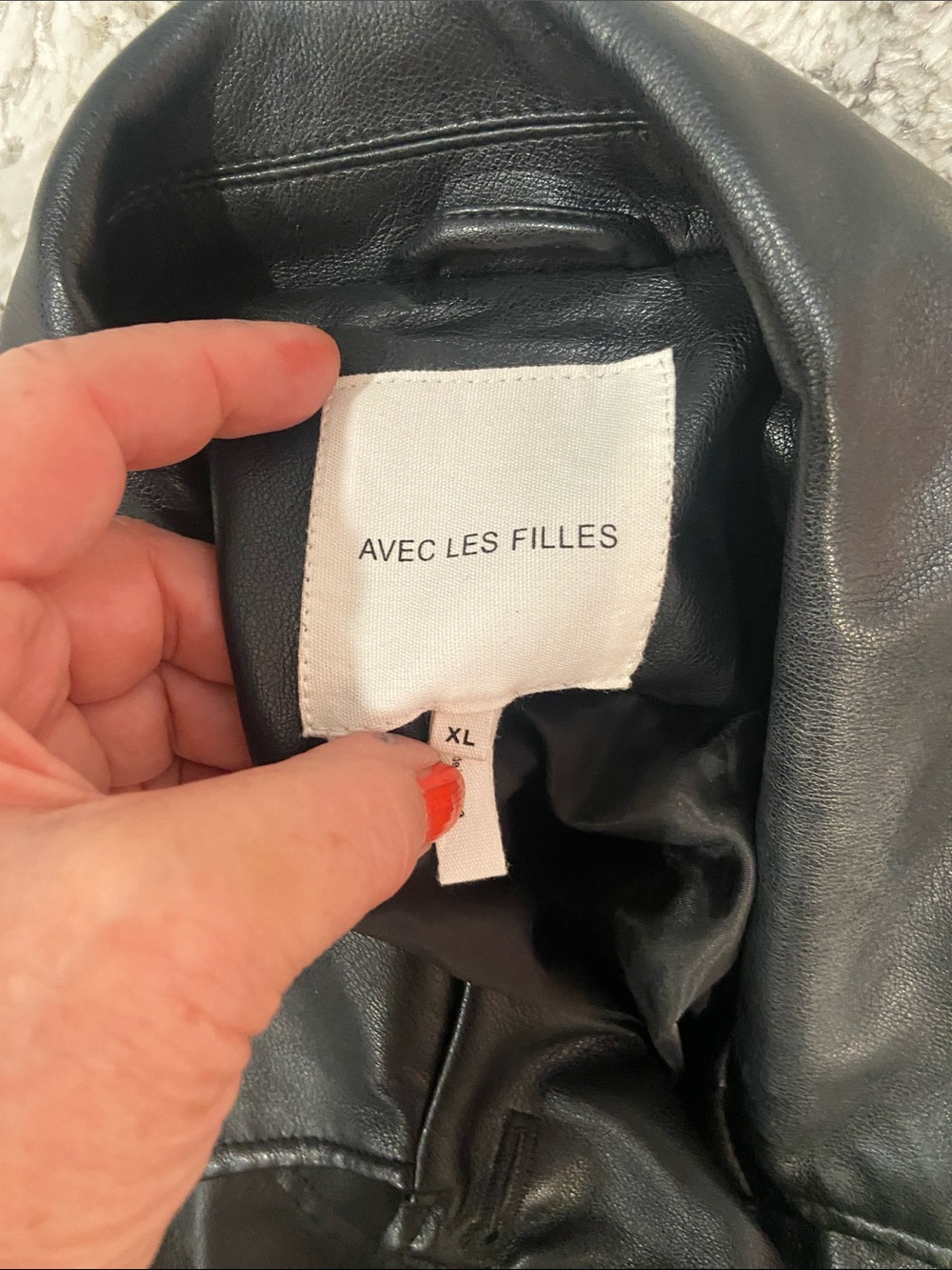 Avec Les Filles Black Faux Leather Jacket with Gold Buttons size XL - Picture 2 of 13